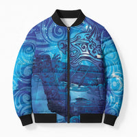 Kuri New Zealand Matariki Bomber Puffer Jacket Aotearoa Dog Waka Maori New Year Galaxy Vibes LT14 Unisex Blue - Polynesian Pride