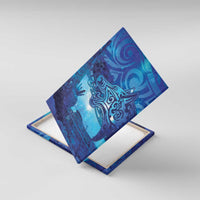 Kuri New Zealand Matariki Canvas Wall Art Aotearoa Dog Waka Maori New Year Galaxy Vibes LT14 With Frame Blue - Polynesian Pride