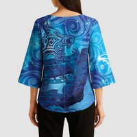 Kuri New Zealand Matariki Kimono Sleeve Blouse Aotearoa Dog Waka Maori New Year Galaxy Vibes LT14 - Polynesian Pride