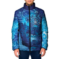 Kuri New Zealand Matariki Padded Jacket Aotearoa Dog Waka Maori New Year Galaxy Vibes LT14 Men Blue - Polynesian Pride