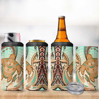 Hawaii 4 in 1 Can Cooler Tumbler Polynesian Shark and Sea Turtle Dreamy Turquoise Artsy LT14 - Polynesian Pride