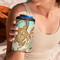 Hawaii 4 in 1 Can Cooler Tumbler Polynesian Shark and Sea Turtle Dreamy Turquoise Artsy LT14 - Polynesian Pride