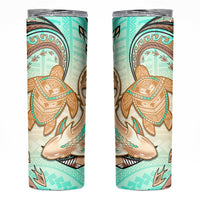 Hawaii Skinny Tumbler Polynesian Shark and Sea Turtle Dreamy Turquoise Artsy LT14 Turquoise - Polynesian Pride