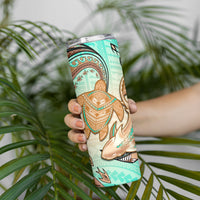 Hawaii Skinny Tumbler Polynesian Shark and Sea Turtle Dreamy Turquoise Artsy LT14 - Polynesian Pride