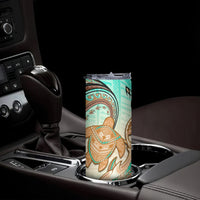 Hawaii Skinny Tumbler Polynesian Shark and Sea Turtle Dreamy Turquoise Artsy LT14 - Polynesian Pride