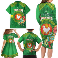 Personalized Manu'a Cession Day Family Matching Long Sleeve Bodycon Dress and Hawaiian Shirt Tropical Flowers With Polynesian Pattern LT14 - Polynesian Pride