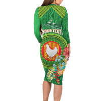 Personalized Manu'a Cession Day Family Matching Long Sleeve Bodycon Dress and Hawaiian Shirt Tropical Flowers With Polynesian Pattern LT14 - Polynesian Pride