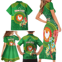Personalized Manu'a Cession Day Family Matching Short Sleeve Bodycon Dress and Hawaiian Shirt Tropical Flowers With Polynesian Pattern LT14 - Polynesian Pride