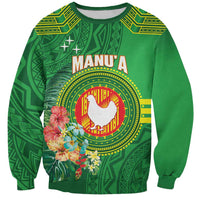 Personalized Manu'a Cession Day Sweatshirt Tropical Flowers With Polynesian Pattern