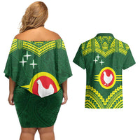 Manu'a Flag Day Couples Matching Off Shoulder Short Dress and Hawaiian Shirt Polynesian Pattern National Color Proud LT14 - Polynesian Pride