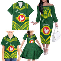 Manu'a Flag Day Family Matching Off The Shoulder Long Sleeve Dress and Hawaiian Shirt Polynesian Pattern National Color Proud LT14 - Polynesian Pride