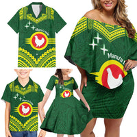 Manu'a Flag Day Family Matching Off Shoulder Short Dress and Hawaiian Shirt Polynesian Pattern National Color Proud LT14 - Polynesian Pride