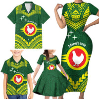 Manu'a Flag Day Family Matching Short Sleeve Bodycon Dress and Hawaiian Shirt Polynesian Pattern National Color Proud LT14 - Polynesian Pride