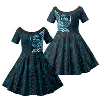 Asut Guam Chamorro Family Matching Summer Maxi Dress and Hawaiian Shirt Guahan Seal Tattoo LT14 Daughter's Dress Blue - Polynesian Pride