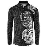 Attelong Guam Chamorro Button Sweatshirt Guahan Seal Tattoo LT14 Black - Polynesian Pride
