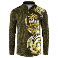Amariyu Guam Chamorro Button Sweatshirt Guahan Seal Tattoo LT14 Yellow - Polynesian Pride