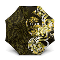 Amariyu Guam Chamorro Umbrella Guahan Seal Tattoo LT14 One Size Folded 11.42 inch Opened Diameter 37.4 inch Yellow - Polynesian Pride