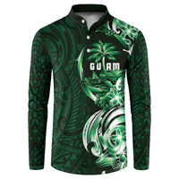 Betde Guam Chamorro Button Sweatshirt Guahan Seal Tattoo LT14 Green - Polynesian Pride