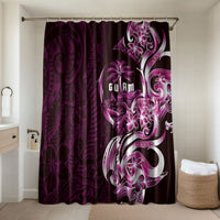 Kulot Di Rosa Guam Chamorro Bathroom Set Guahan Seal Tattoo LT14 Shower Curtain Only Pink - Polynesian Pride
