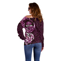 Kulot Di Rosa Guam Chamorro Off Shoulder Sweater Guahan Seal Tattoo LT14 - Polynesian Pride
