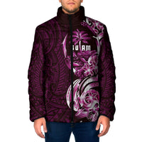 Kulot Di Rosa Guam Chamorro Padded Jacket Guahan Seal Tattoo LT14 Men Pink - Polynesian Pride
