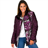 Kulot Di Rosa Guam Chamorro Padded Jacket Guahan Seal Tattoo LT14 Women Pink - Polynesian Pride