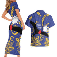Nauru Angam Day Couples Matching Short Sleeve Bodycon Dress and Hawaiian Shirt Naoero Frigate Bird Polynesian Pattern LT14 - Polynesian Pride