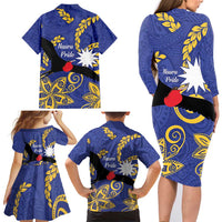 Nauru Angam Day Family Matching Long Sleeve Bodycon Dress and Hawaiian Shirt Naoero Frigate Bird Polynesian Pattern LT14 - Polynesian Pride