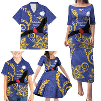 Nauru Angam Day Family Matching Puletasi and Hawaiian Shirt Naoero Frigate Bird Polynesian Pattern LT14 - Polynesian Pride