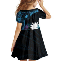 Blue Nauru Family Matching Short Sleeve Bodycon Dress and Hawaiian Shirt Naoero Map With Polynesian Tropical Flowers LT14 - Polynesian Pride