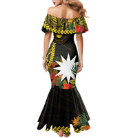 Gold Nauru Family Matching Mermaid Dress and Hawaiian Shirt Naoero Map With Polynesian Tropical Flowers LT14 - Polynesian Pride