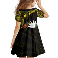 Gold Nauru Family Matching Off Shoulder Maxi Dress and Hawaiian Shirt Naoero Map With Polynesian Tropical Flowers LT14 - Polynesian Pride