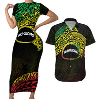 Personalised Nukuoro Atoll Couples Matching Short Sleeve Bodycon Dress and Hawaiian Shirt Polynesian Tattoo Curves Reggae Version LT14 Reggae - Polynesian Pride