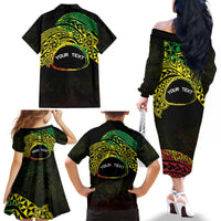 Personalised Nukuoro Atoll Family Matching Off The Shoulder Long Sleeve Dress and Hawaiian Shirt Polynesian Tattoo Curves Reggae Version LT14 - Polynesian Pride