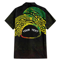 Personalised Nukuoro Atoll Family Matching Off Shoulder Maxi Dress and Hawaiian Shirt Polynesian Tattoo Curves Reggae Version LT14 - Polynesian Pride