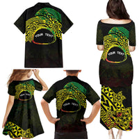 Personalised Nukuoro Atoll Family Matching Puletasi and Hawaiian Shirt Polynesian Tattoo Curves Reggae Version LT14 - Polynesian Pride