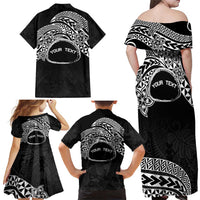 Personalised Pohnpei Nukuoro Micronesia Family Matching Off Shoulder Maxi Dress and Hawaiian Shirt Polynesian Tattoo Curves Black Version LT14 - Polynesian Pride