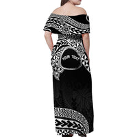 Personalised Pohnpei Nukuoro Micronesia Family Matching Off Shoulder Maxi Dress and Hawaiian Shirt Polynesian Tattoo Curves Black Version LT14 - Polynesian Pride
