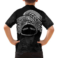 Personalised Pohnpei Nukuoro Micronesia Family Matching Puletasi and Hawaiian Shirt Polynesian Tattoo Curves Black Version LT14 - Polynesian Pride
