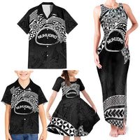 Personalised Pohnpei Nukuoro Micronesia Family Matching Tank Maxi Dress and Hawaiian Shirt Polynesian Tattoo Curves Black Version LT14 - Polynesian Pride