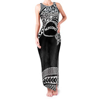 Personalised Pohnpei Nukuoro Micronesia Family Matching Tank Maxi Dress and Hawaiian Shirt Polynesian Tattoo Curves Black Version LT14 Mom's Dress Black - Polynesian Pride