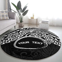 Personalised Pohnpei Nukuoro Micronesia Round Carpet Polynesian Tattoo Curves Black Version LT14 - Polynesian Pride