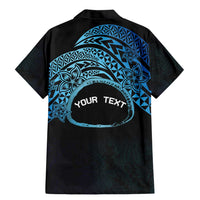 Personalised Pohnpei Nukuoro Micronesia Family Matching Mermaid Dress and Hawaiian Shirt Polynesian Tattoo Curves Blue Version LT14 - Polynesian Pride