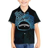 Personalised Pohnpei Nukuoro Micronesia Hawaiian Shirt Polynesian Tattoo Curves Blue Version
