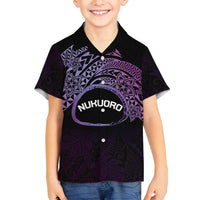 Personalised Pohnpei Nukuoro Micronesia Family Matching Long Sleeve Bodycon Dress and Hawaiian Shirt Polynesian Tattoo Curves Purple Version LT14 Son's Shirt Purple - Polynesian Pride