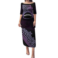 Personalised Pohnpei Nukuoro Micronesia Family Matching Puletasi and Hawaiian Shirt Polynesian Tattoo Curves Purple Version LT14 Mom's Dress Purple - Polynesian Pride