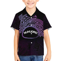 Personalised Pohnpei Nukuoro Micronesia Family Matching Short Sleeve Bodycon Dress and Hawaiian Shirt Polynesian Tattoo Curves Purple Version LT14 Son's Shirt Purple - Polynesian Pride