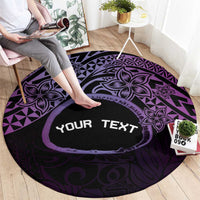 Personalised Pohnpei Nukuoro Micronesia Round Carpet Polynesian Tattoo Curves Purple Version LT14 - Polynesian Pride