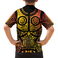Marquesas Islands Family Matching Long Sleeve Bodycon Dress and Hawaiian Shirt Marquesan Tattoo Yellow Gradient LT14 - Polynesian Pride