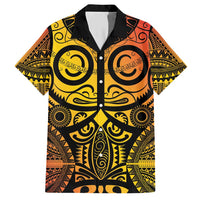 Marquesas Islands Family Matching Short Sleeve Bodycon Dress and Hawaiian Shirt Marquesan Tattoo Yellow Gradient LT14 Dad's Shirt - Short Sleeve Yellow - Polynesian Pride